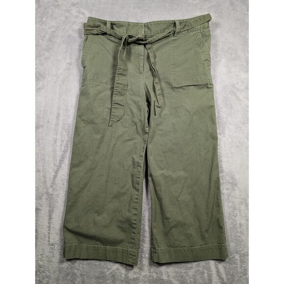 Talbots Pants - Talbots Pants Womens Size 12 Green Straight Wide Leg Ankle Front Tie High Rise